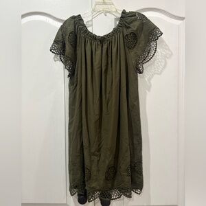 Olive Green Embroidered Dress